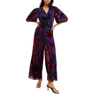 Farm Rio Jaguar Velvet Jumpsuit Size Small